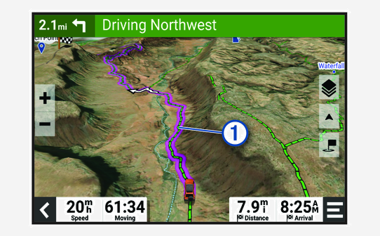 Screenshot of trails on the map with a callout